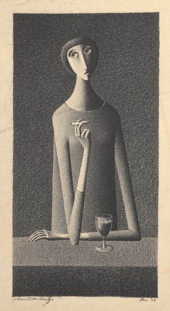 Johan ALDENDORFF (1924-2010)
Femme au verre...