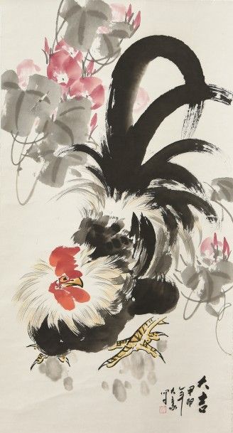 CHINE
Encre et couleurs sur papier, représentant...