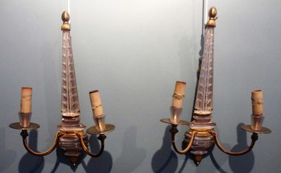 Paire d'appliques à 2 bras de lumière en...
