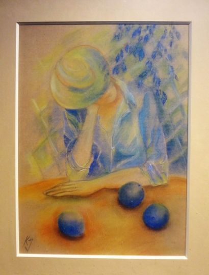 Ecole du XXème siècle 

Femme au chapeau

Pastel...