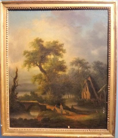 Ecole du XIXè siècle

Paysage à la chaumière

Huile...
