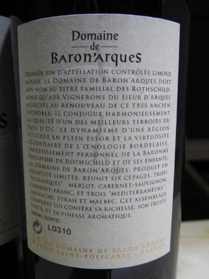6 B LIMOUX Rouge, 2003, Domaine de Baron'Arques...