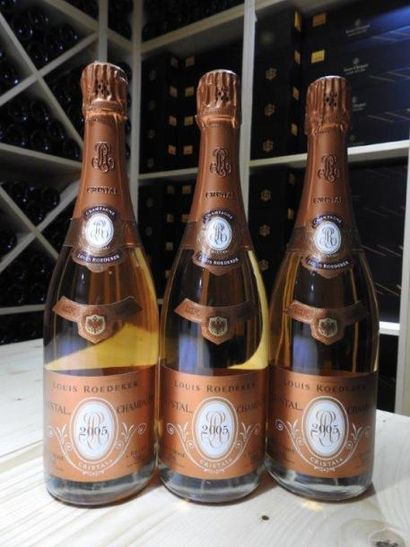 3 B CHAMPAGNE BRUT CRISTAL Rosé, 2005, Louis...