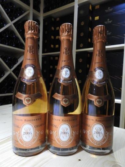 3 B CHAMPAGNE BRUT CRISTAL Rosé, 2005, Louis...