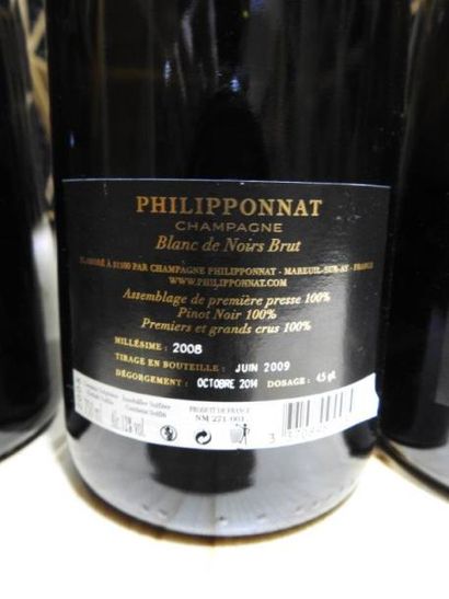 6 B CHAMPAGNE BRUT BLANC DE NOIRS, 2008,...