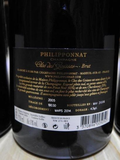 3 B CHAMPAGNE BRUT CLOS DES GOISSES, 2005,...