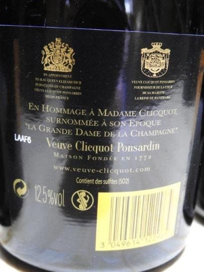 6 B CHAMPAGNE BRUT LA GRANDE DAME, 2004,...