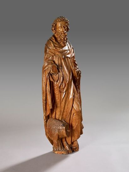 Saint Antoine.
Important sujet en bois sculpté.
XVIIeme...