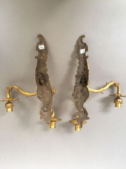 Paire d'appliques en bronze doré et ciselé...