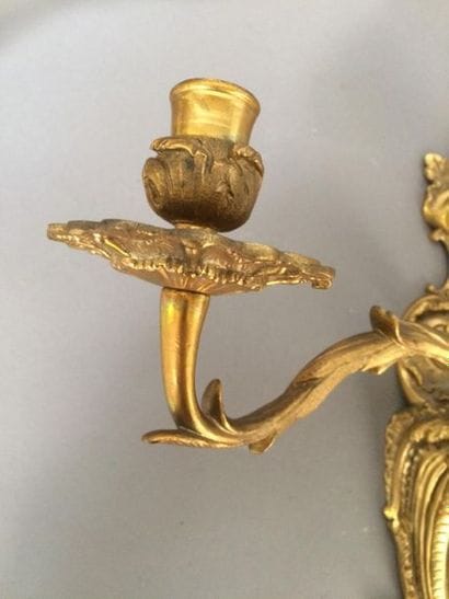 Paire d'appliques en bronze doré et ciselé...