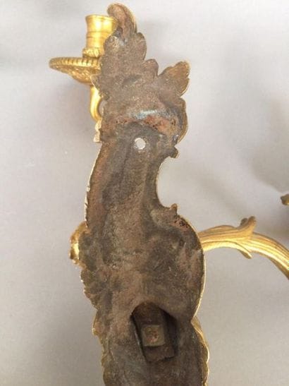 Paire d'appliques en bronze doré et ciselé...