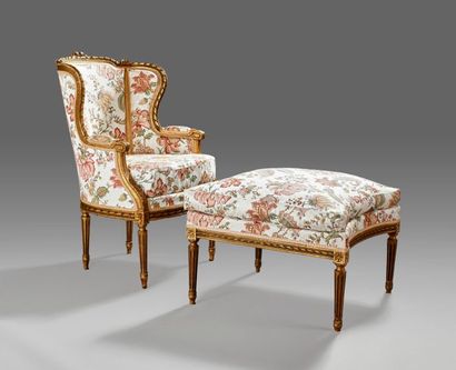 Duchesse brisée à oreilles en bois doré et...
