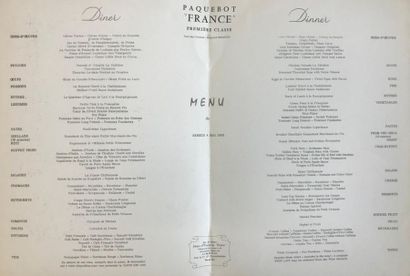 PAQUEBOT France.
6 Menus Première classe...