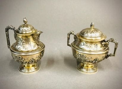 Sevice à thé café égoïste en argent à décor...