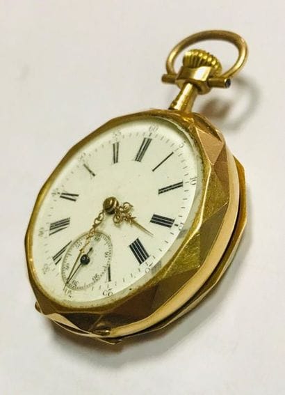 Montre de poche en or 750/°°
Double cadrans,...