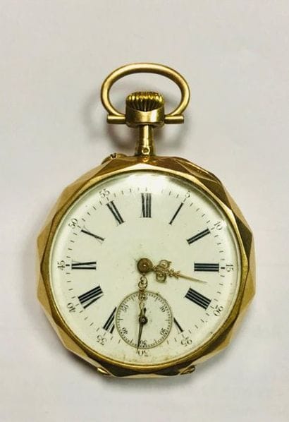 Montre de poche en or 750/°°
Double cadrans,...