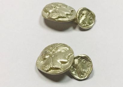 Paire de boutons de manchette en argent,...