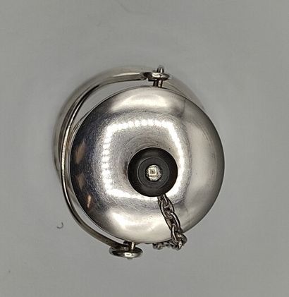 Silver milk jug with a handle.

Lid attached...