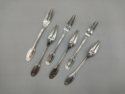 Empire style silver snail fork set (6) with...