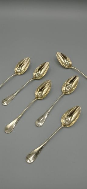 Set of 6 Napoleon III period gilt coffee...