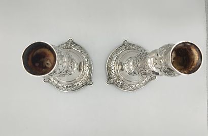 LONDON 1918

Pair of silver torches decorated...