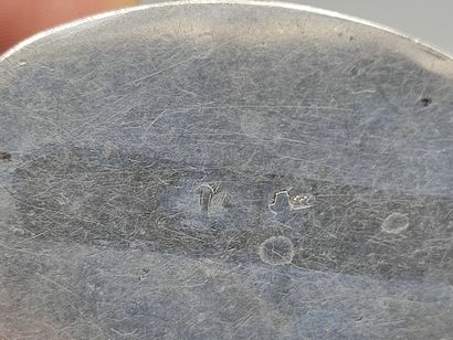 Oval silver box decorated on the lid with...