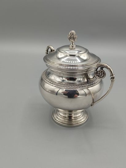Covered sugar bowl in solid silver of Empire...