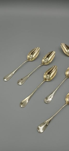 Set of 6 Napoleon III period gilt coffee...
