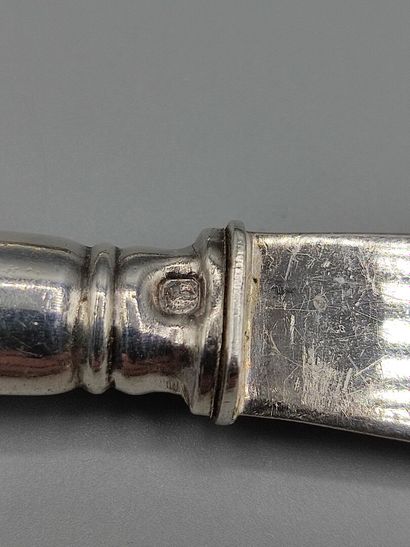 
Pair of cheese knives entirely in silver...