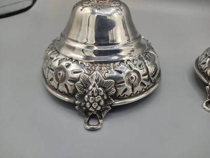 LONDON 1918

Pair of silver torches decorated...