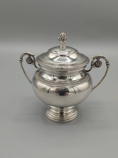 Covered sugar bowl in solid silver of Empire...