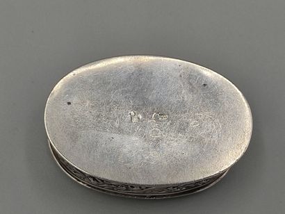 Oval silver box decorated on the lid with...