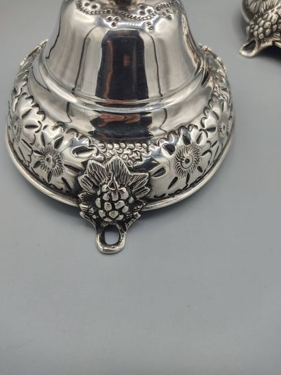 LONDON 1918

Pair of silver torches decorated...
