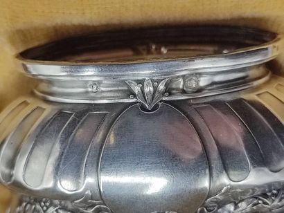 Pair of silver saltcellars with vermeil on...