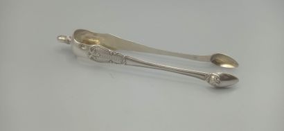 Silver sugar tongs.

Internal parts in vermeil.

Minerve...