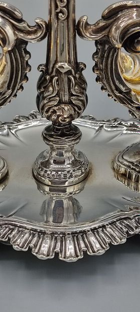 Large pair of silver and vermeil double-salters.

Salerons...