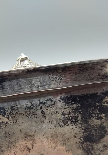 Silver inkwell / writing box with a bell...