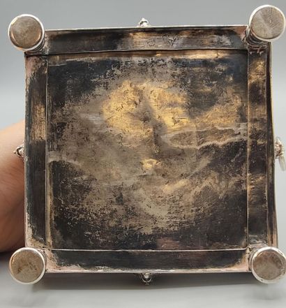 Silver inkwell / writing box with a bell...