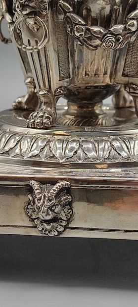 Silver inkwell / writing box with a bell...