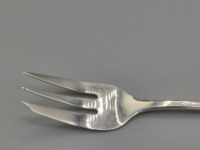 Service of forks (12) with oysters in silver...