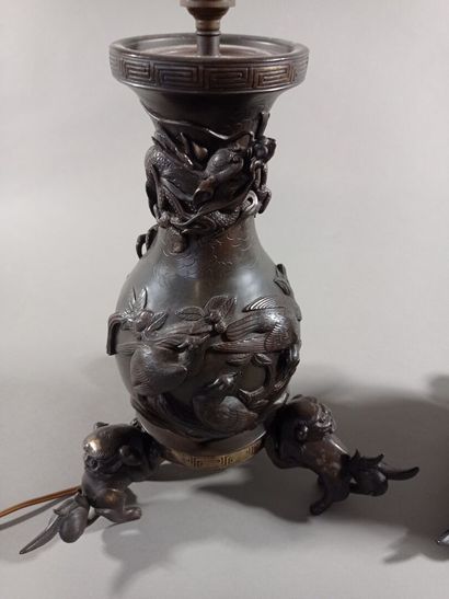 CHINE ou JAPON.

Paire de vases en bronze...