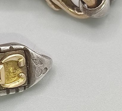Yellow gold and silver bracelet with geometrical...