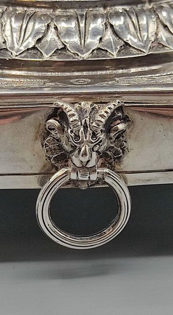 Silver inkwell / writing box with a bell...