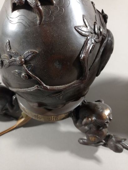 CHINE ou JAPON.

Paire de vases en bronze...