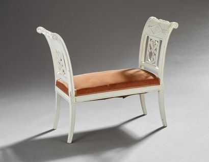 Petite banquette d'entre-deux en bois rechampi...
