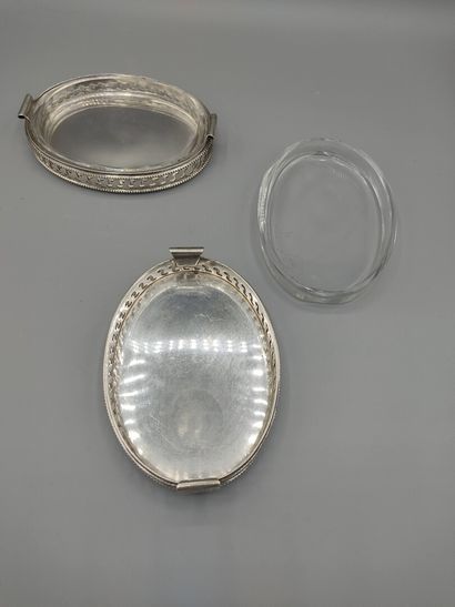 Pair of silver ramekins with openwork galleries...