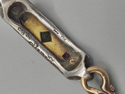 Yellow gold and silver bracelet with geometrical...