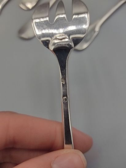 Service of forks (12) with oysters in silver...