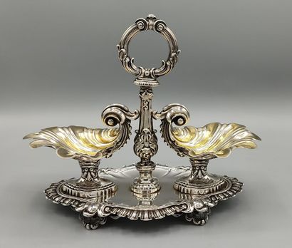 Large pair of silver and vermeil double-salters.

Salerons...