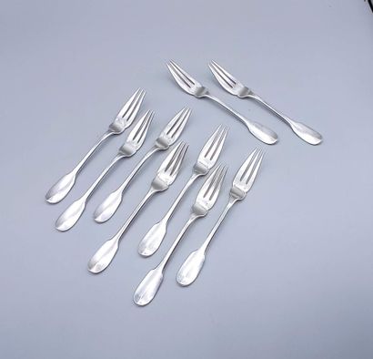 FOUQUET-LAPAR 

Silver cake set composed...